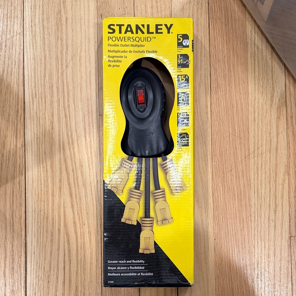 Stanley PowerSquid Flexible  Outlet Multiplier - Yellow and Black NWT